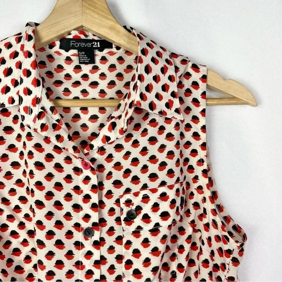 Forever 21 Red & Black Printed Tie Front Western Tank Top S - Picture 3 of 3